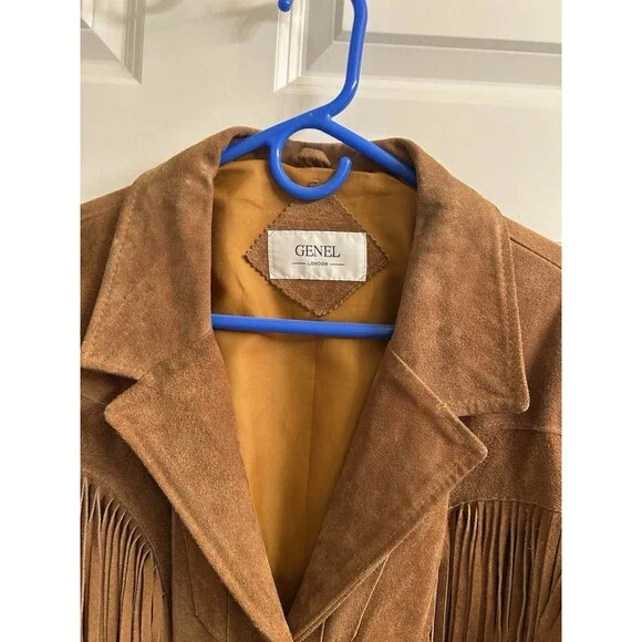 VTG Genel London Women’s Fringe Suede Leather Jacket Western Sz US 10 UK 14 - Picture 8 of 14